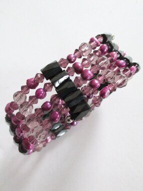Hematite Crystal and Pearl Bead Wrap Bracelet